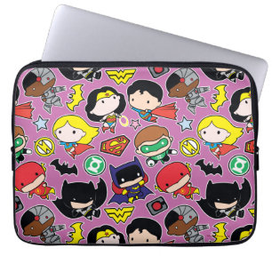 Chibi Justice League Pattern on Purple Laptop Sleeve