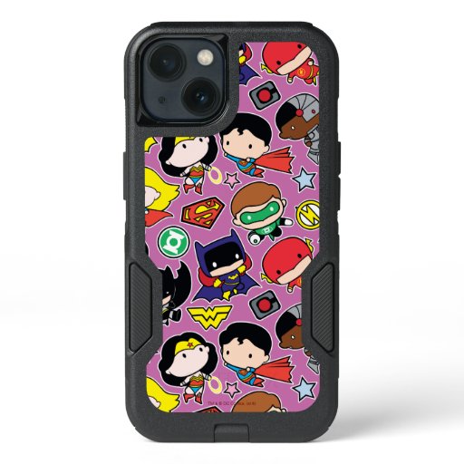 Chibi Justice League Pattern on Purple iPhone 13 Case