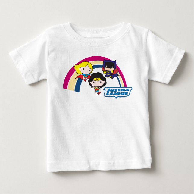 Chibi Justice League Rainbow Baby T-Shirt (Front)