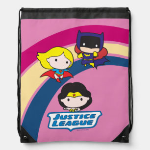 Chibi Justice League Rainbow Drawstring Bag