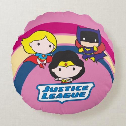 Chibi Justice League Rainbow Round Pillow