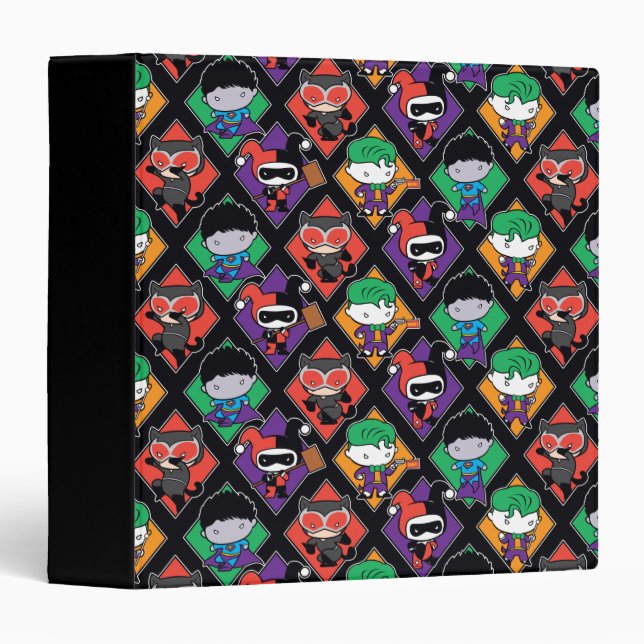 Chibi Justice League Villain Pattern 3 Ring Binder (Front/Spine)