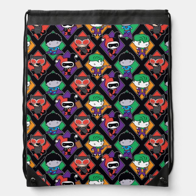Chibi Justice League Villain Pattern Drawstring Bag (Front)