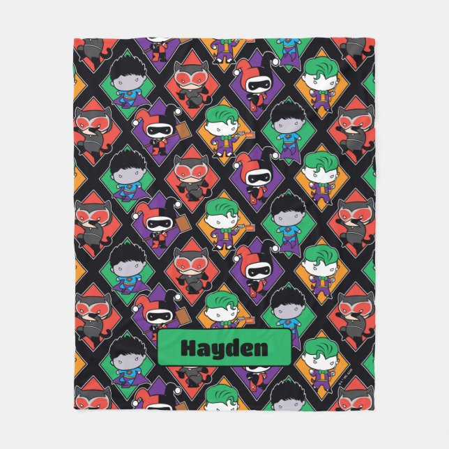 Chibi Justice League Villain Pattern Fleece Blanket (Front)