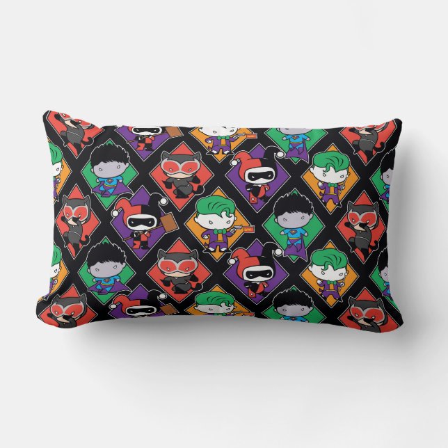 Chibi Justice League Villain Pattern Lumbar Pillow (Front)