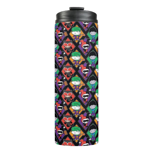 Chibi Justice League Villain Pattern Thermal Tumbler (Front)