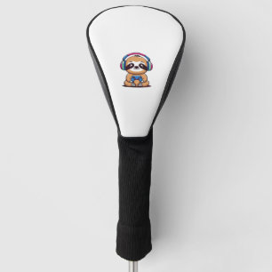 Chibi Kawaii Sloth Gamer – Cute Funny Animal with Golf Head Cover