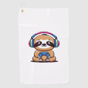 Chibi Kawaii Sloth Gamer – Cute Funny Animal with Golf Towel