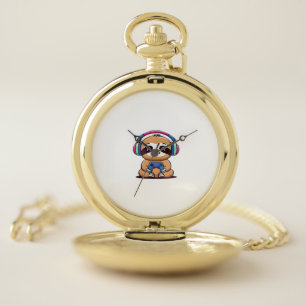 Chibi Kawaii Sloth Gamer – Cute Funny Animal with Pocket Watch