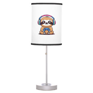 Chibi Kawaii Sloth Gamer – Cute Funny Animal with Table Lamp