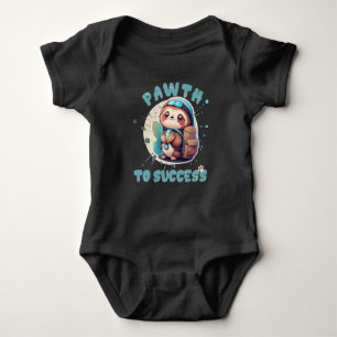 Chibi Kawaii Sloth Name School Year on Back Baby Bodysuit
