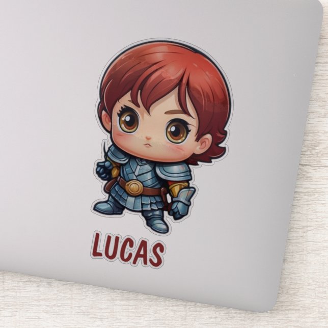Chibi Knight Personalized Kids Cut Viny Sticker (Detail)