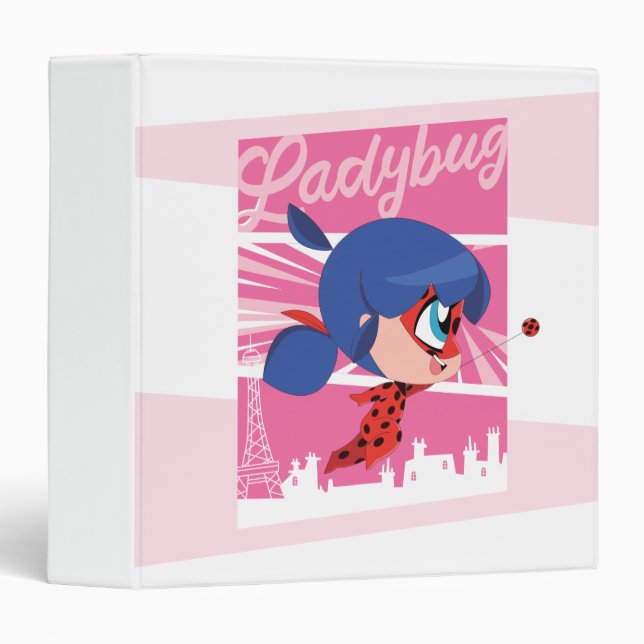 Chibi Ladybug in Paris 3 Ring Binder (Front/Spine)