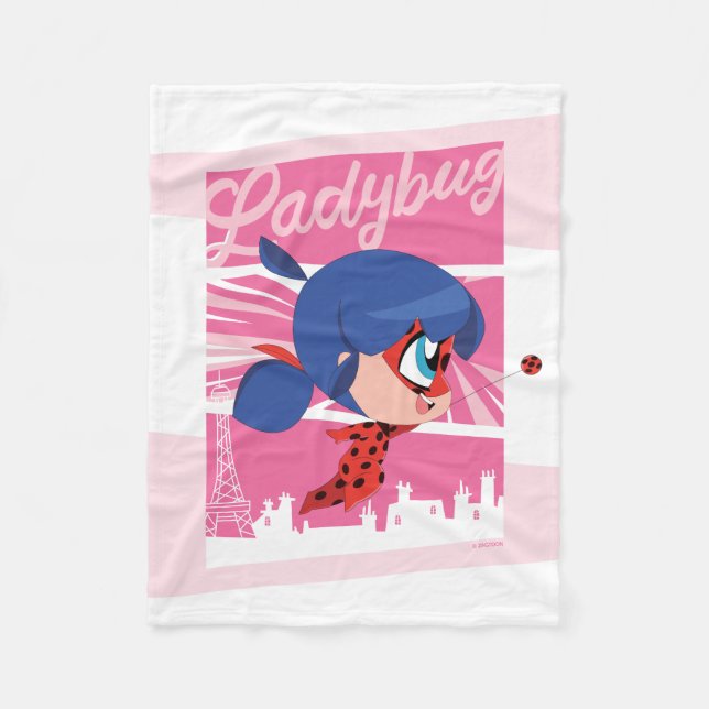 Chibi Ladybug in Paris Fleece Blanket (Front)