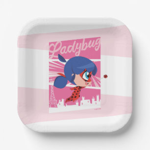 Chibi Ladybug in Paris Paper Plates