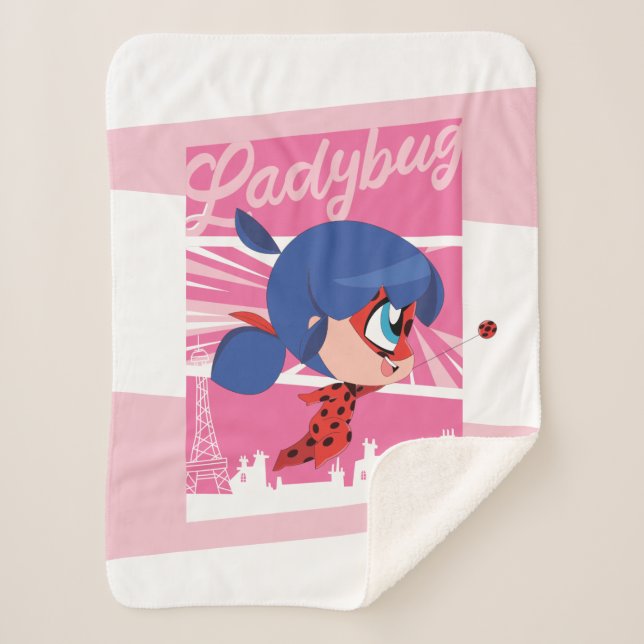 Chibi Ladybug in Paris Sherpa Blanket (Front)