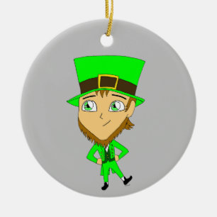 chibi   leprechaun   ceramic ornament