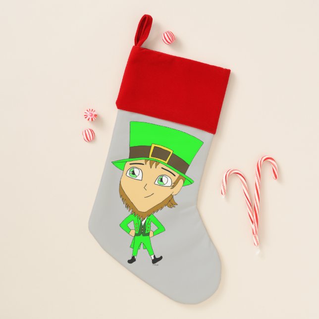 chibi   leprechaun  christmas stocking (Front)