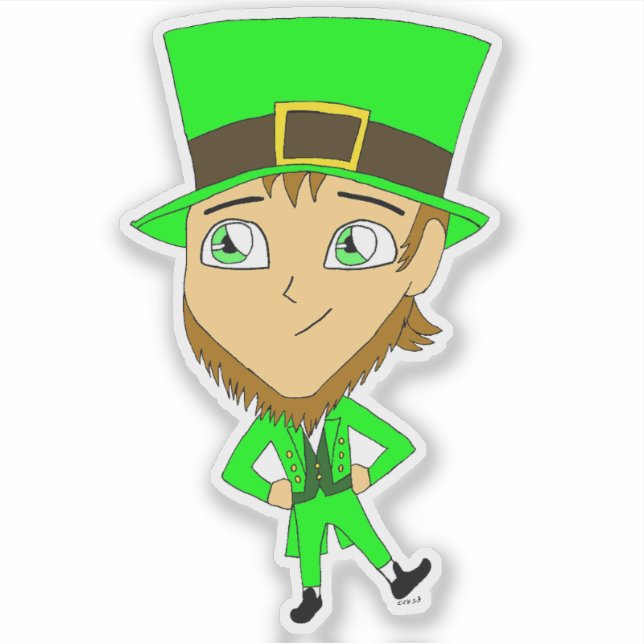chibi   leprechaun  sticker (Front)