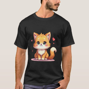 Chibi Maine Coon Cat Illustration Design T-Shirt