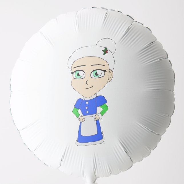 Chibi Mrs. Claus blue suit Balloon (Front)