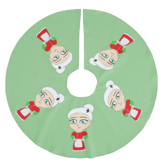 chibi mrs. claus brushed polyester tree skirt