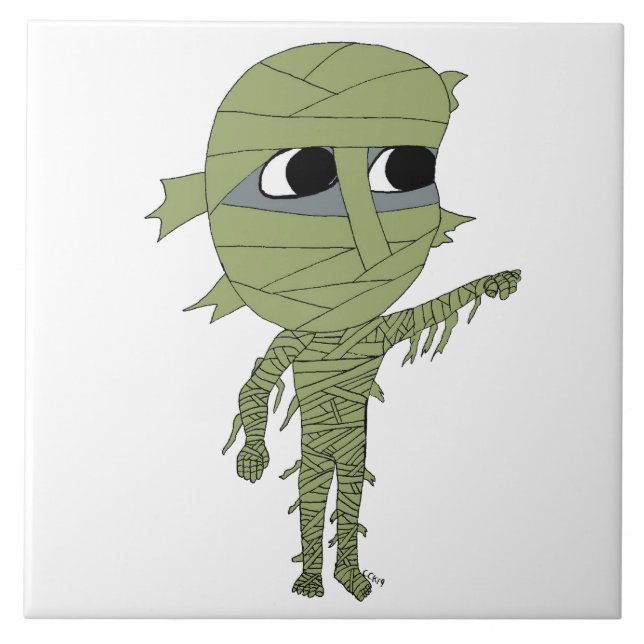 chibi mummy    ceramic tile (Front)