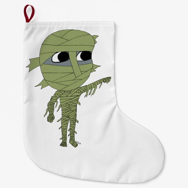chibi mummy  large christmas stocking (Front)