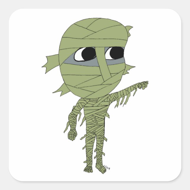 chibi mummy    square sticker (Front)
