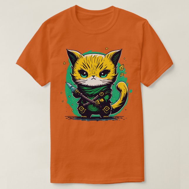 Chibi ninja Munchkin cat T-Shirt (Design Front)
