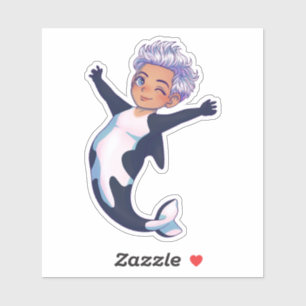CHIBI ORCA Merman Mermaid Sea Creatures Sticker