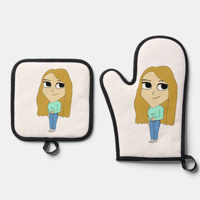 chibi   oven mitt & pot holder set (Front)