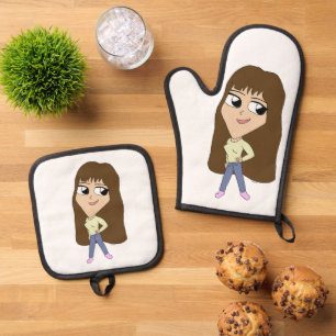 chibi      oven mitt & pot holder set