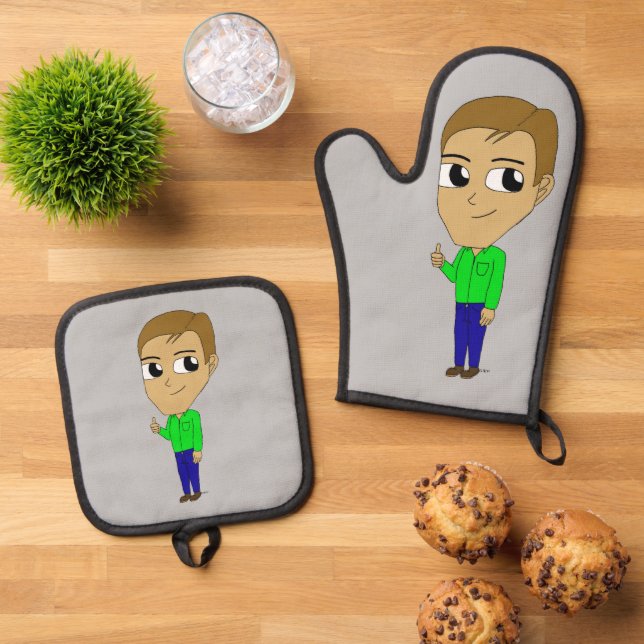 chibi       oven mitt & pot holder set (Top Down)