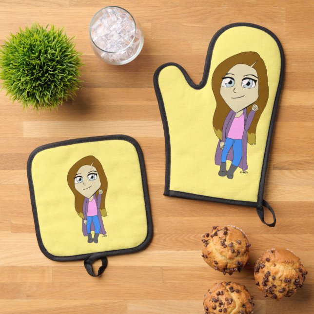 Chibi  oven mitt & pot holder set (Top Down)