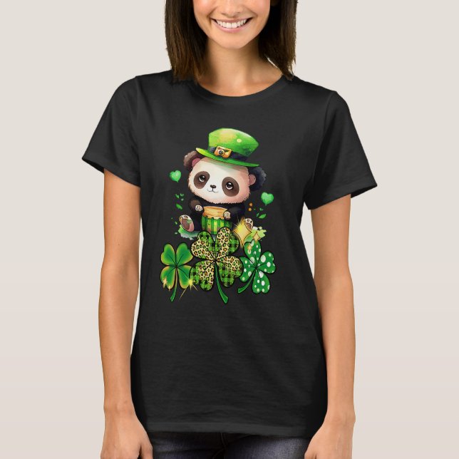 Chibi Panda Adorable St Patrick's Day Bear  & C T-Shirt (Front)