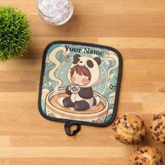 Chibi Panda Brew Heat Resistant Oven Mitt Pot Holder
