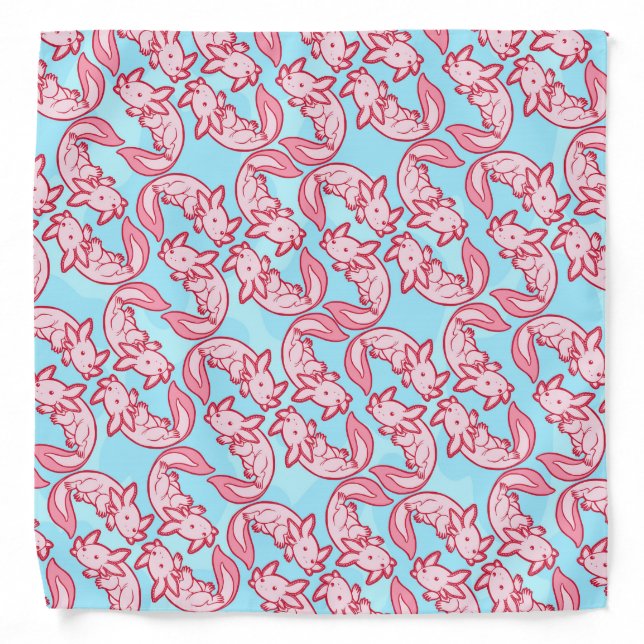 Chibi pink Axolotl pattern Chido Bandana (Front)
