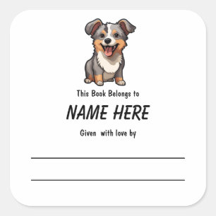 Chibi Puppy Children's Bookplate With Message