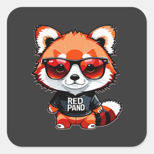 Chibi Red Panda Cub Square Sticker