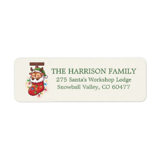Chibi Reindeer Stocking Return Address Envelope Label