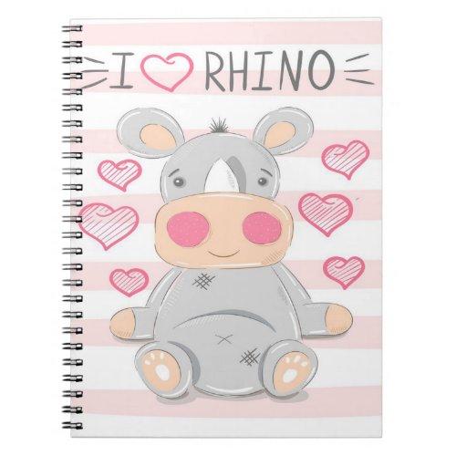 Chibi Rhino  Rhinoceros Endangered Birthday Gift Notebook