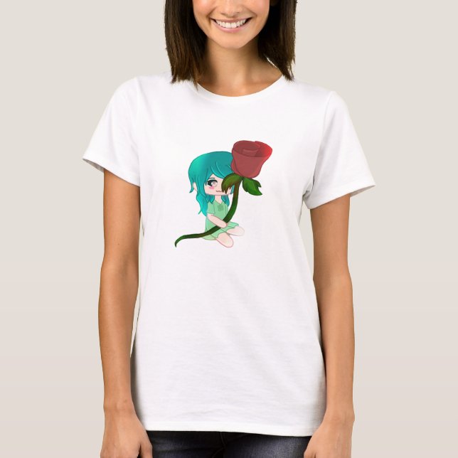Chibi Rose With A Rose T-Shirt (Front)