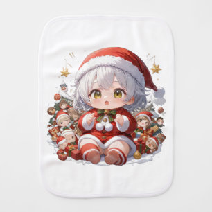 Chibi Santa Baby's First Christmas Burp Cloth