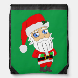 chibi santa claus drawstring bag