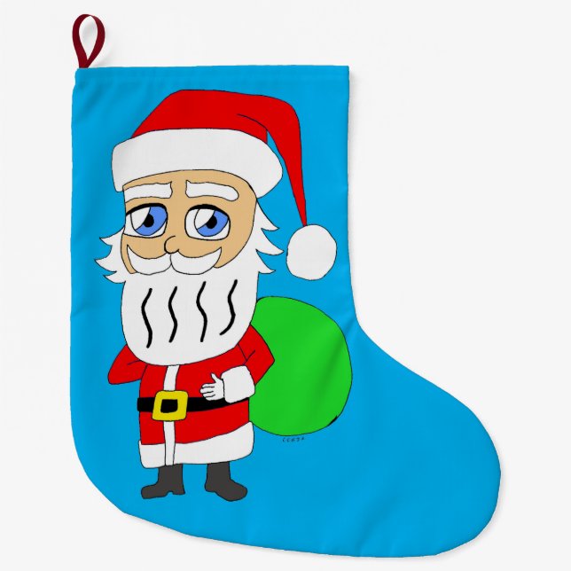 Chibi Santa Claus     Large Christmas Stocking (Front)