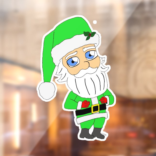 Chibi Santa green suit Window Cling (Sheet 2)