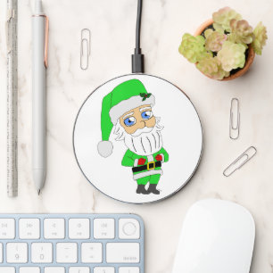 Chibi Santa green suit Wireless Charger