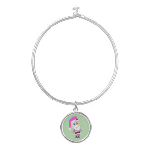Chibi Santa pink suit Bangle Bracelet