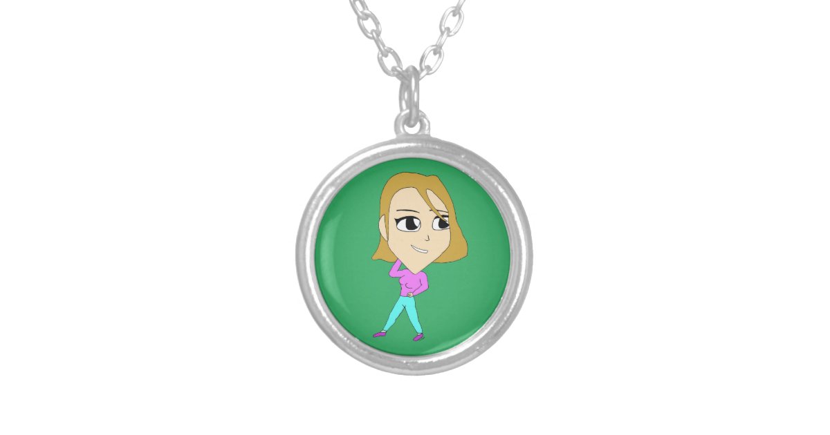 chibi silver plated necklace | Zazzle